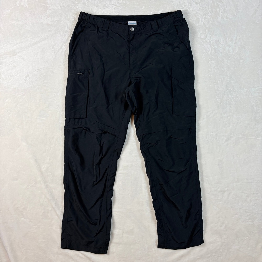 Columbia Convertible Cargo Pants Mens 42x32 Black Excellent Zip Off Hiking
